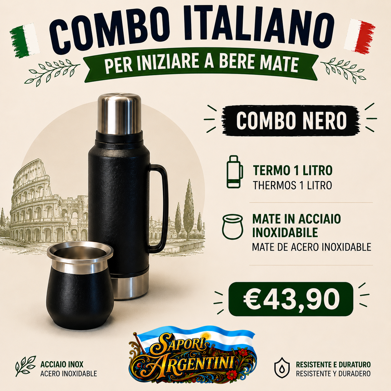 Combo Italiano Mate + Termo