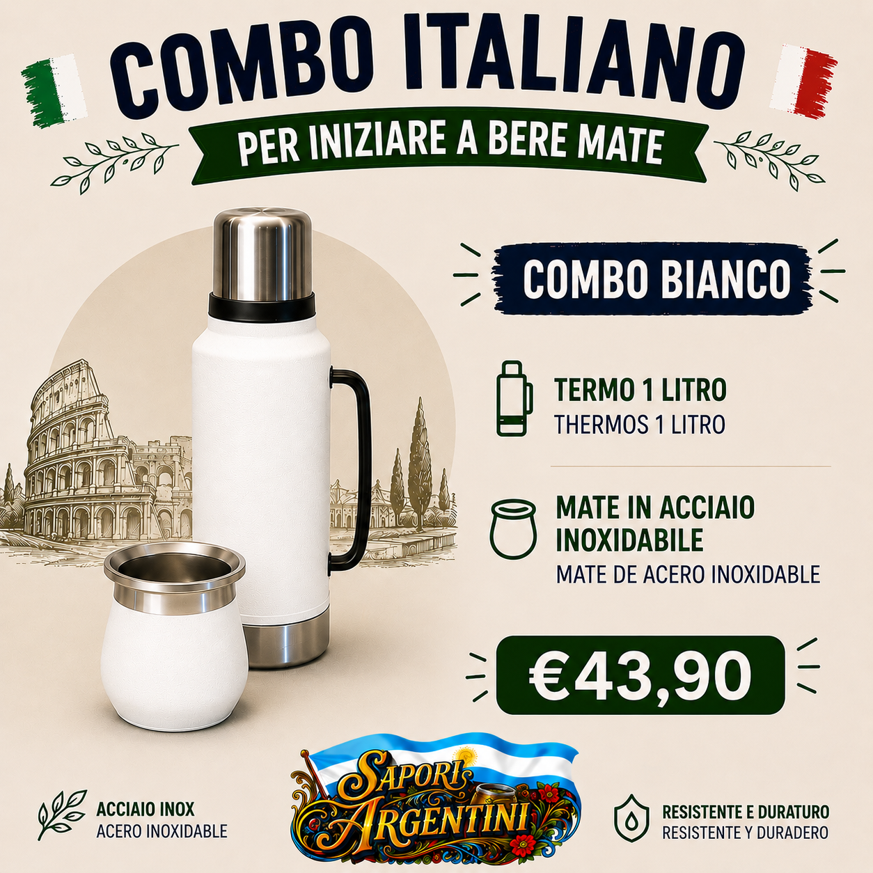 Combo Italiano mate + termo